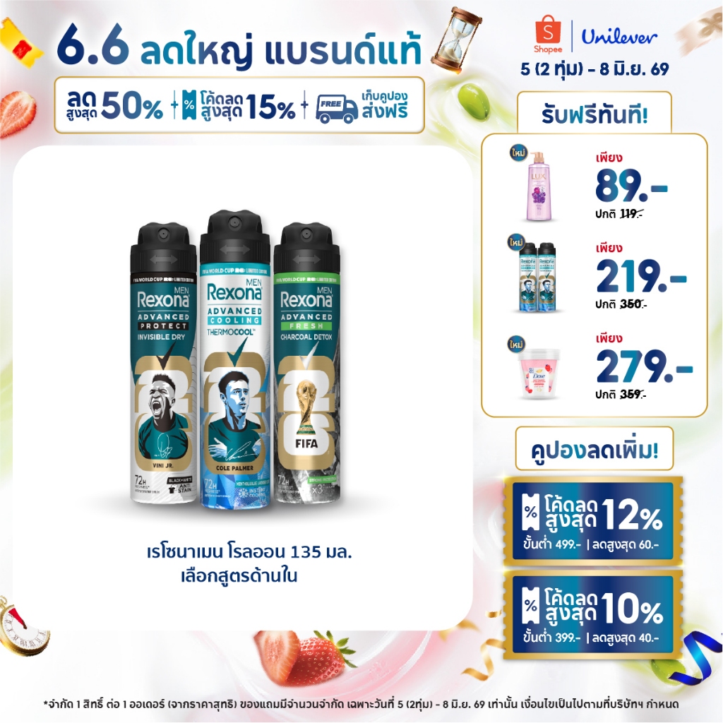 [ใหม่] เรโซนาเมน สเปรย์  ลดเหงื่อ ลดคราบ ปกป้องยาวนาน 72ชม. 135มล. (เลือกสูตรด้านใน) Rexona Men Spray 135ml.x1-x2