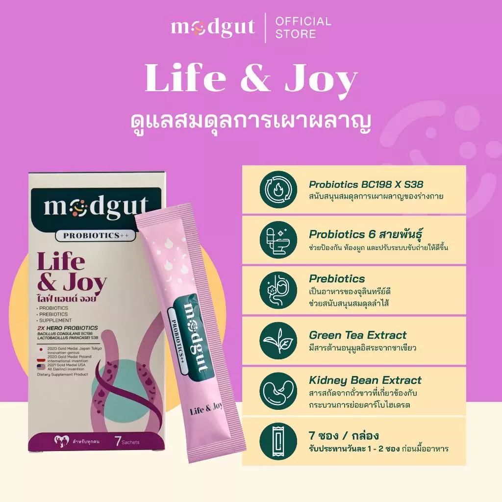 Modgut Probiotics++ มดกัต โพรไบโอติกส์ พรีไบโอติกส์ โพสต์ไบโอติกส์ ใหม่ เซตทดลอง 7 ซอง ทาน 7 วัน thumbnail 6