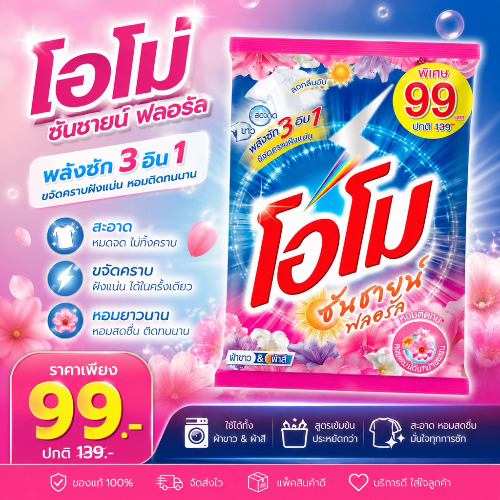 ผงซักฟอกโอโม่ ขนาด 2,600 กรัม