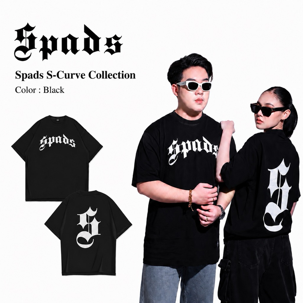 เสือยืด Spads T-Shirt S-CURVE Black (Unisex)