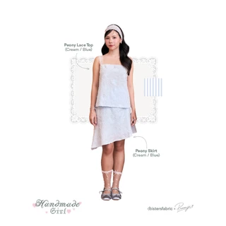 Sistersfabric - Peony midi skirts กระโปรงเฉียงมีซับในเป็นซิปข้าง ( Sistersfabric x preawji )
