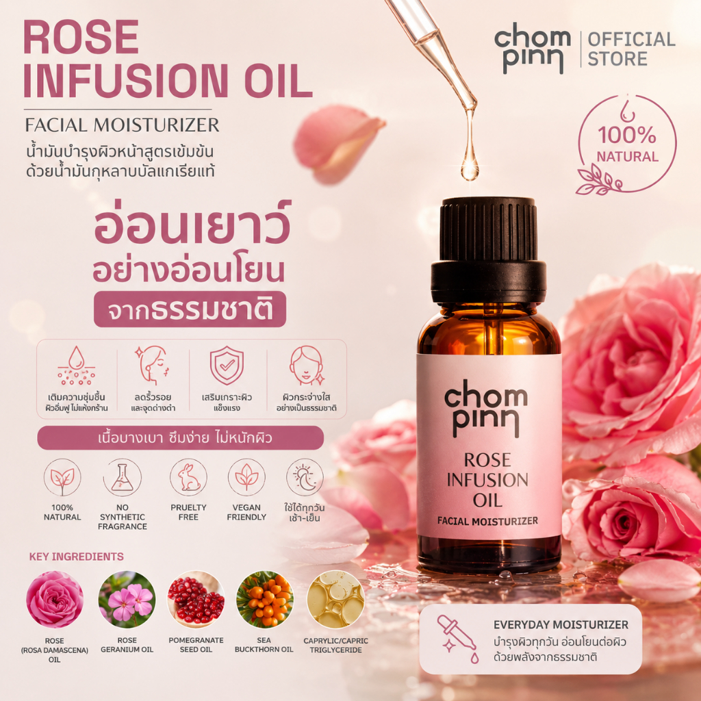 Rose Infusion Oil น้ำมันกุหลาบบัลแกเรียบำรุงผิวหน้า