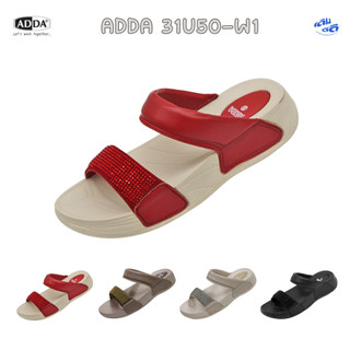 ADDA รองเท้าแตะผู้หญิง รุ่น 31U50-W1 สายคาดคู่ประดับคริสตัล พื้นนุ่ม เบา ใส่สบาย  ไซส์ 4-7 (36-40)