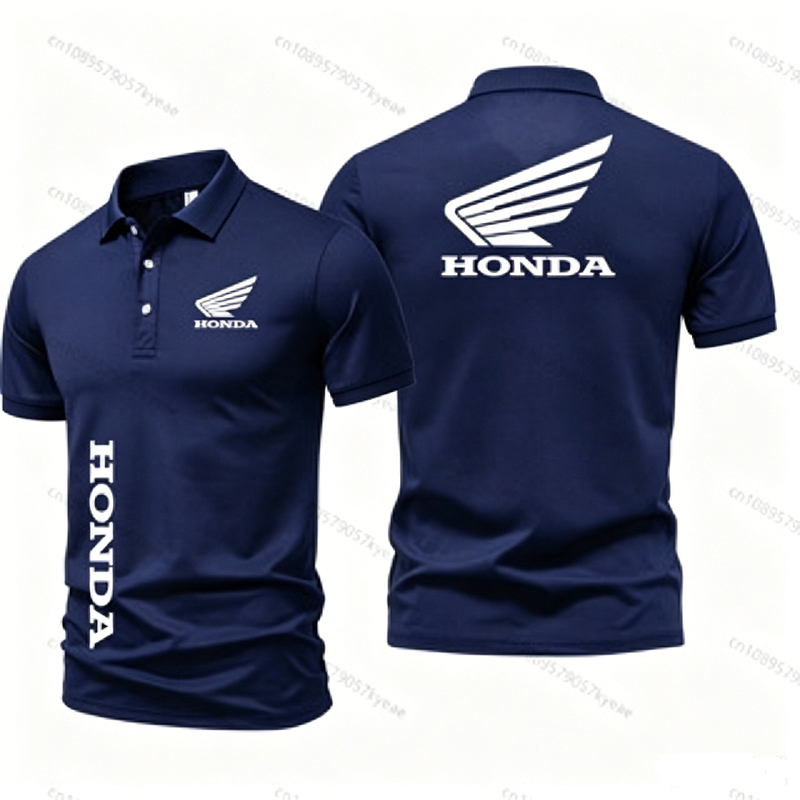 เสื้อโปโลผู้ชายของฮอนด้า พร้อมโลโก้ฮอนด้า เสื้อโปโลสำหรับนักแข่งมอเตอร์ไซค์ ดีไซน์ทันสมัย คุณภาพสูง สไตล์ลำลอง