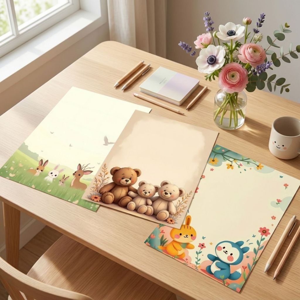 กระดาษแฟนซีน่ารักๆ หลากหลายลาย ขนาด A4 1 แพ็ค 10 แผ่น (พรีออเดอร์ !!)