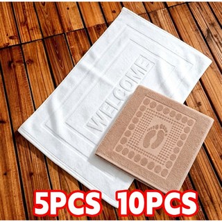 5/10pcs ราคาส่ง ผ้าเช็ดเท้าโรงแรม ผ้าฝ้าย100% 45x70cm 8ปอนค์ กันลื่น  ผ้าฝ้าย100%