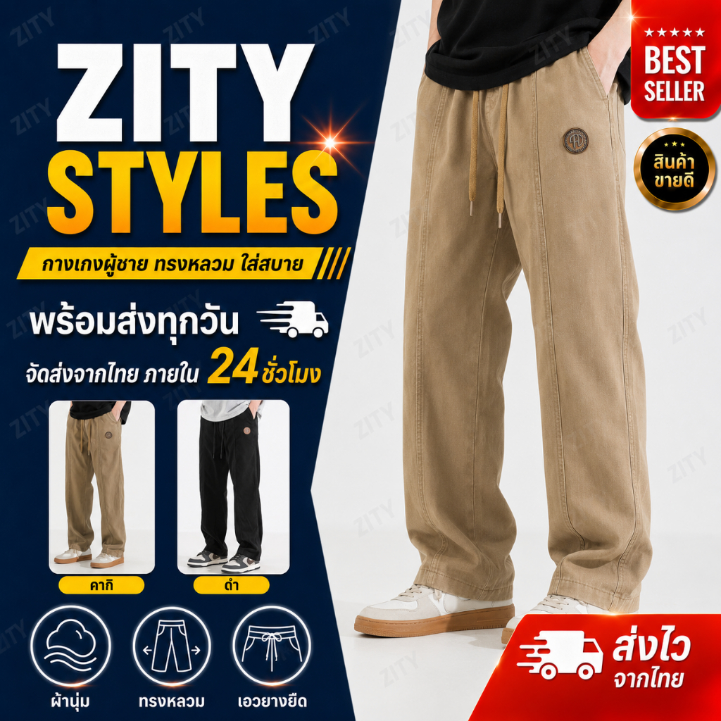 ZITY M - 5XLกางเกงขายาว ไม่เป็นทางการ ผ้าฝ้าย ทรงหลวม ใส่สบาย ขนาดใหญ่ แฟชั่นสําหรับ ไซซ์ กางเกงขายาวผู้ชาย