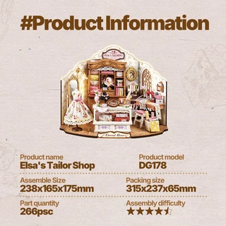 M&G LIFE x ROLIFE Little Bear Bistro Elsa's Tailor Shop French Dessert Shop ชุดโมเดลบ้านจิ๋วไม้แบบประกอบเอง (DIY)