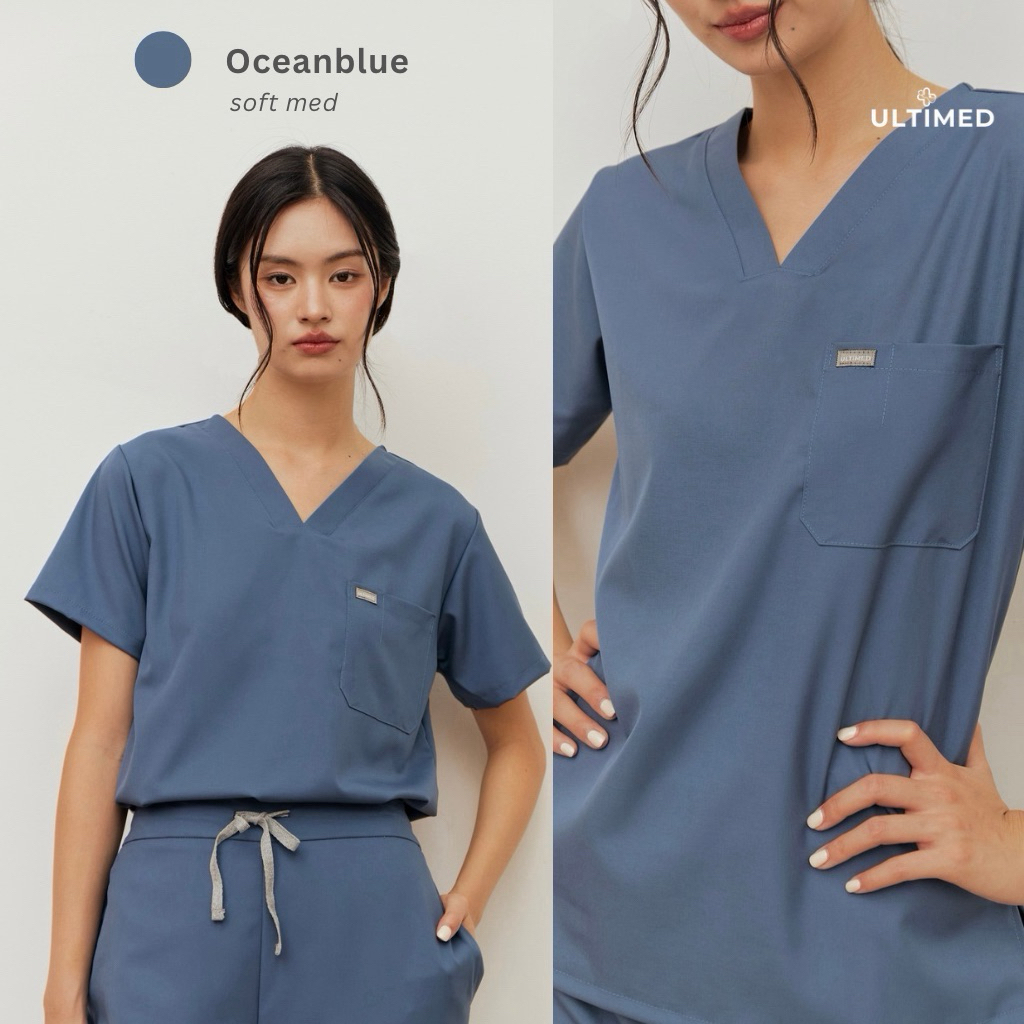 Ultimed | ชุดสครับ สี Oceanblue รุ่น softmed (เสื้อสครับ)