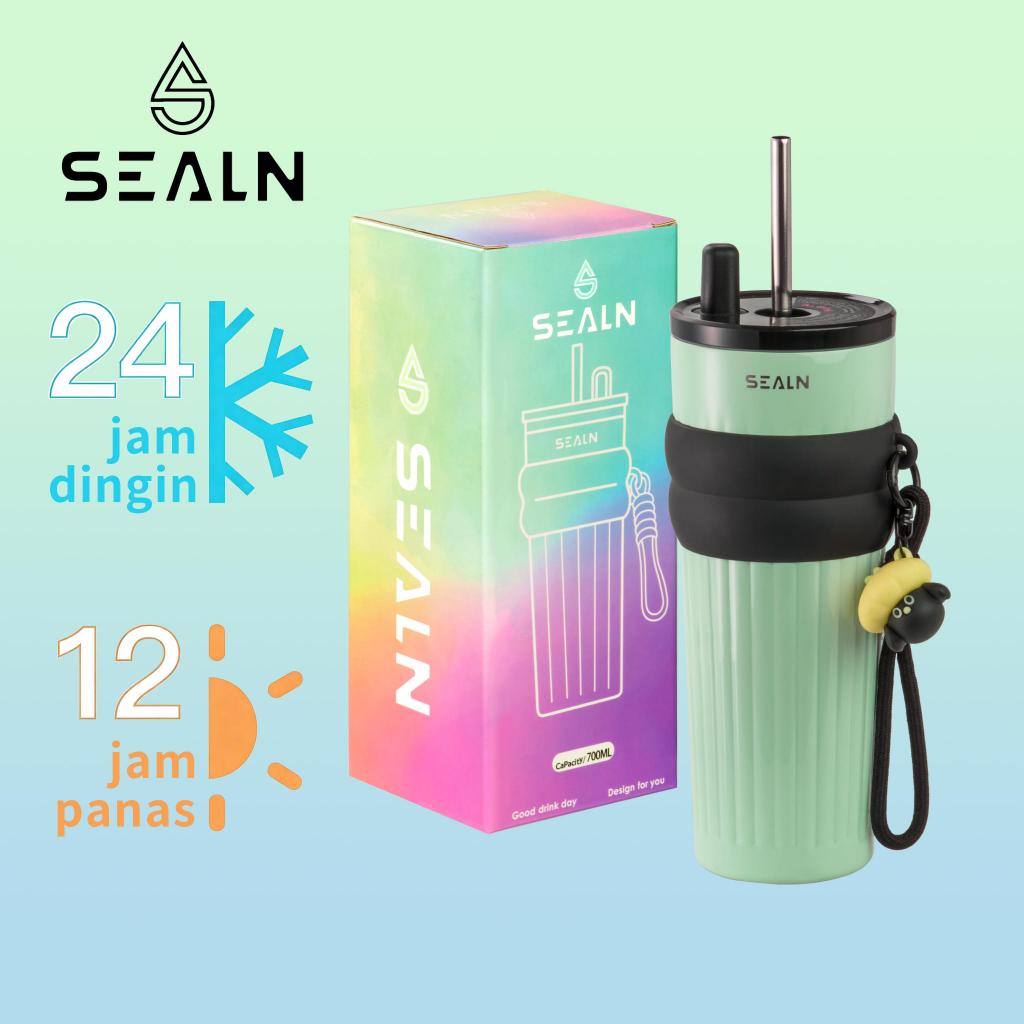 SEALN แก้วเก็บความเย็น เคลือบเซรามิก 700ML พร้อมหลอด ดีไซน์มินิมอล พกพาสะดวก. เก็บอุณหภูมิได้นานมากกว่า 12ชั่วโมง