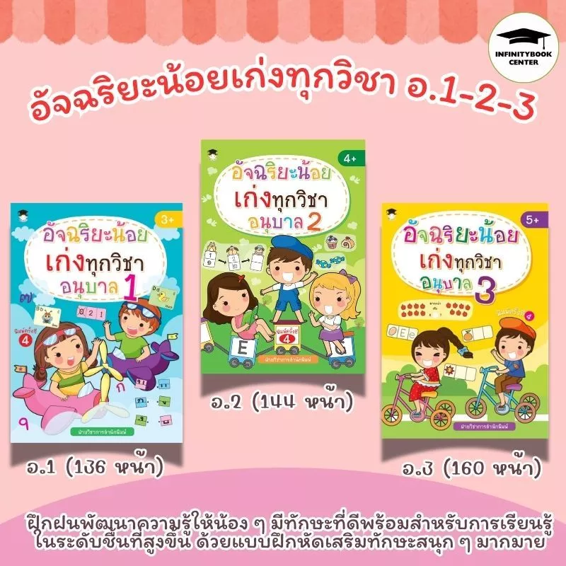 หนังสือเด็ก SET : อัจฉริยะน้อย เก่งทุกวิชา อนุบาล 1-2-3 : แบบฝึกหัดสำหรับเด็ก เสริมทักษะเด็ก เตรียมความพร้อม