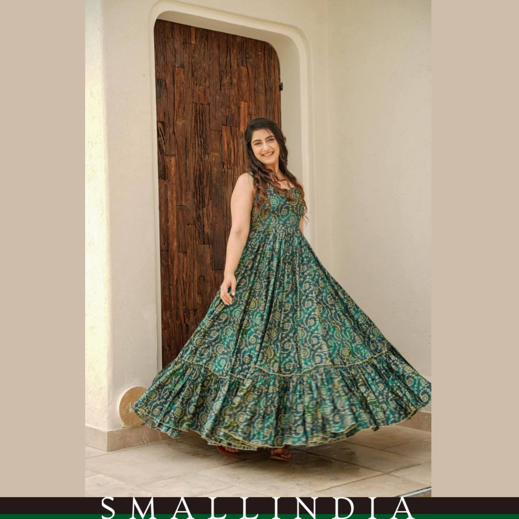 {**ส่งฟรี**} SMALL INDIA 👗 Muslin Comfortable Breathable Gown Dress ชุดเดรส 👗 Women Gown Dress
