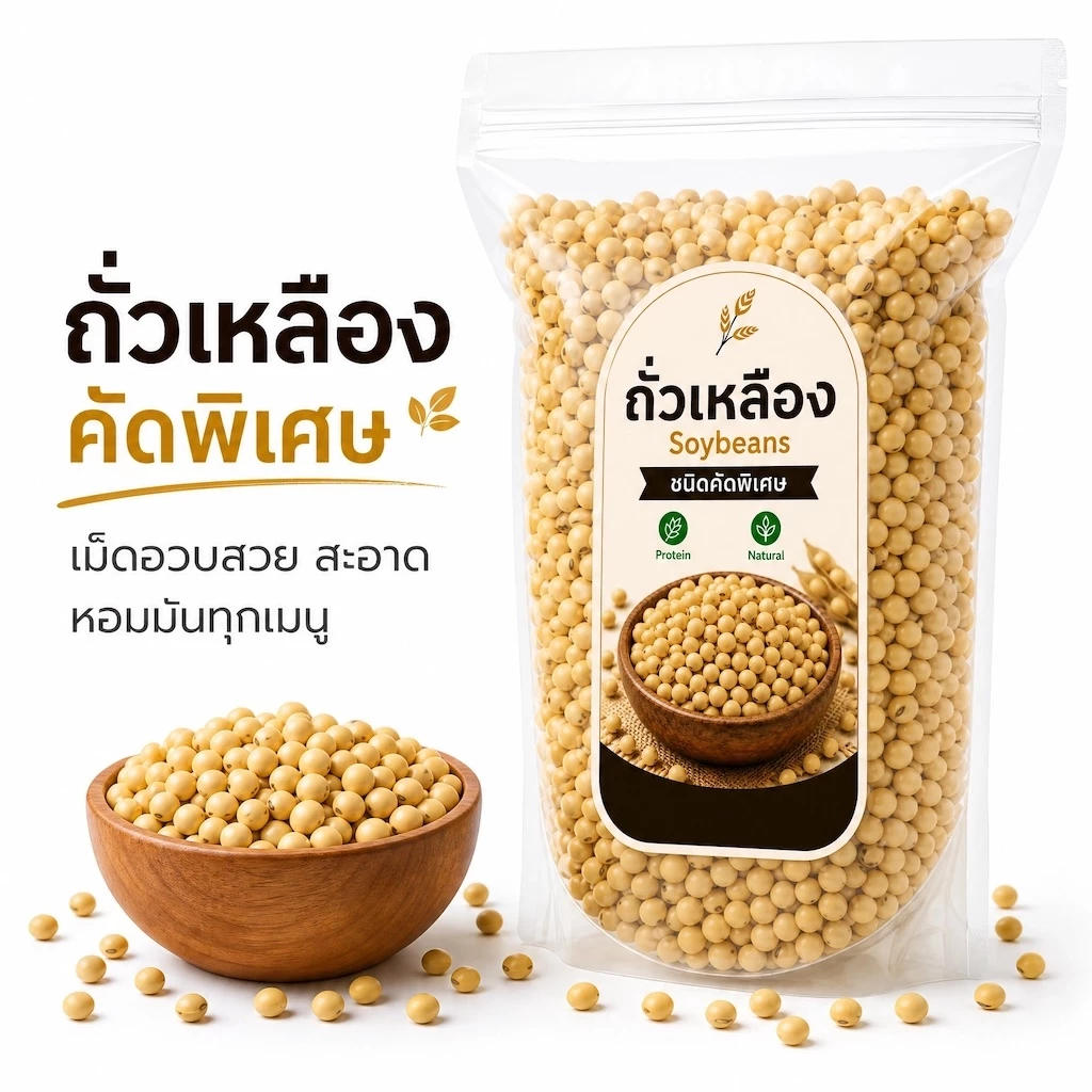 ถั่วเหลือง Soybeans ชนิดคัดพิเศษ เม็ดอวบสวย | Natural & Protein | ทำน้ำเต้าหู้โฮมเมด/เต้าหู้ขาว/นมถั่วเหลือง/เทมเป้