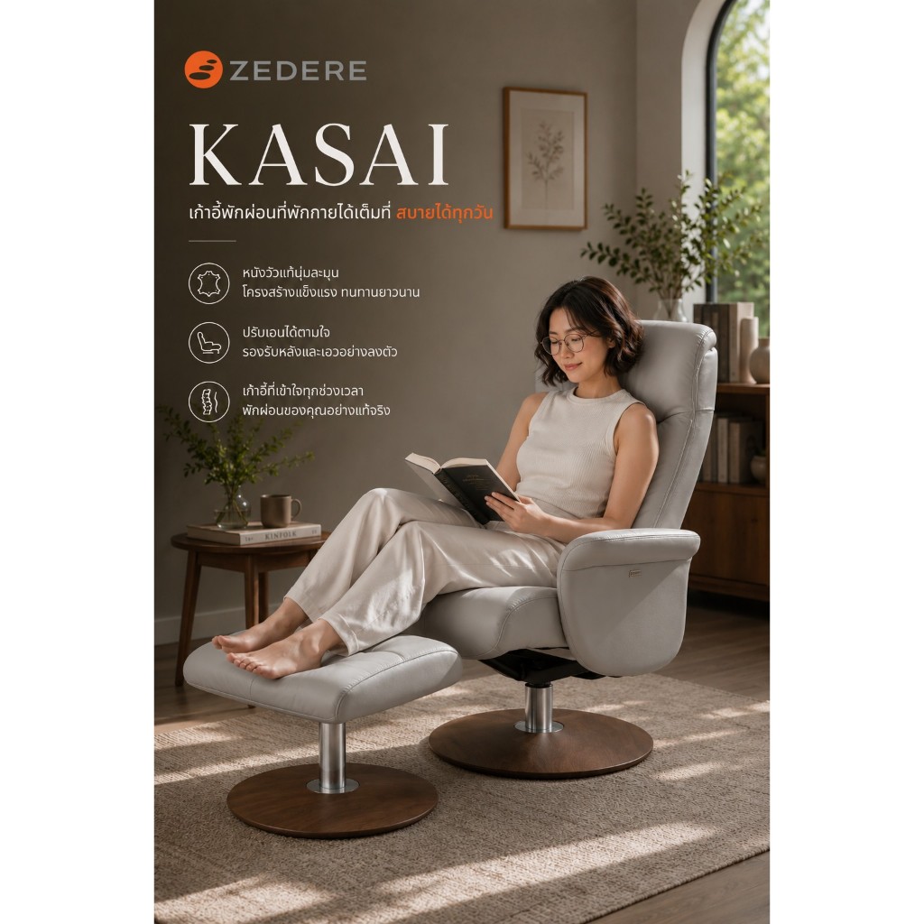 Zedere รุ่น Kasai  สีเทา