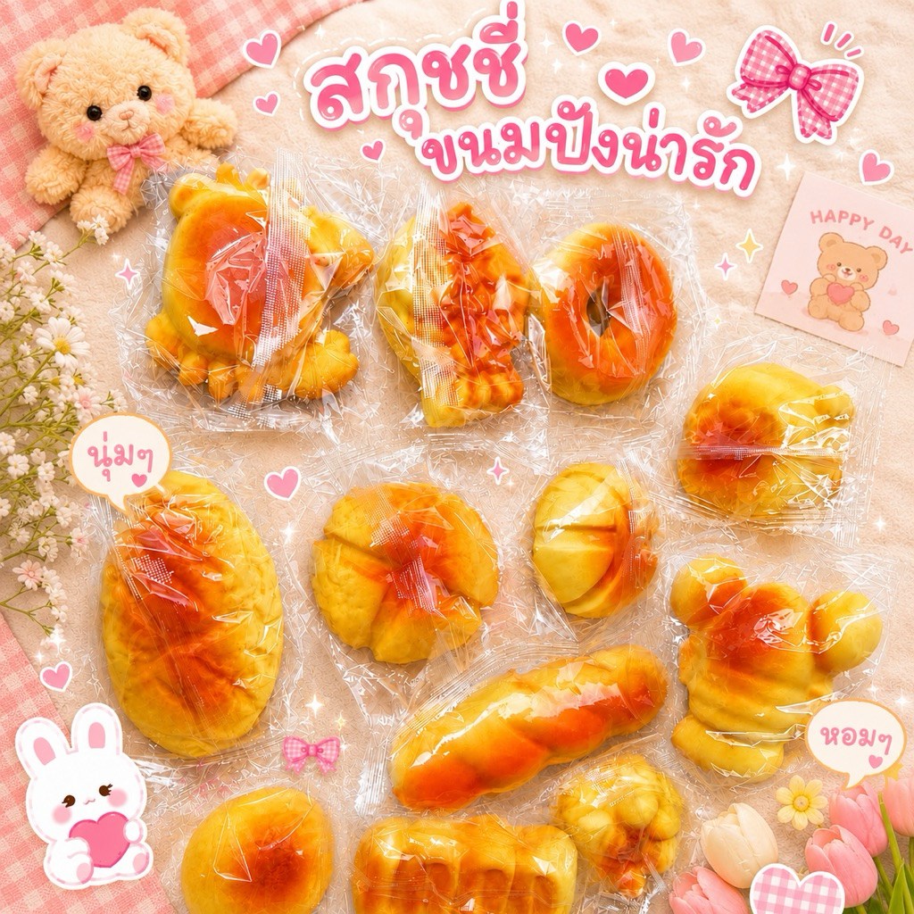 🥨🥯 ของเล่นคลายตัวช้าขนมปังพร้อมส่งจากไทย มีกลิ่นหอมมากๆนิ่ม slow คลายตัวช้าๆ ราคาส่ง12 ชิ้นคละลาย