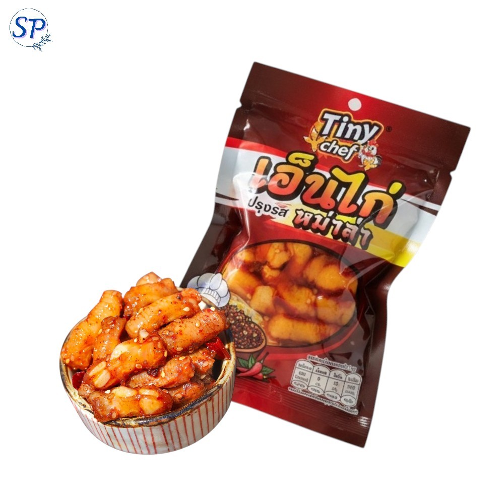 สายแซ่บห้ามพลาด! เอ็นไก่ปรุงรสหม่าล่าและเซียงล่า เคี้ยวเพลิน รสชาติจัดจ้านทุกคำ  (ขนาด 100 กรัม/ห่อ)