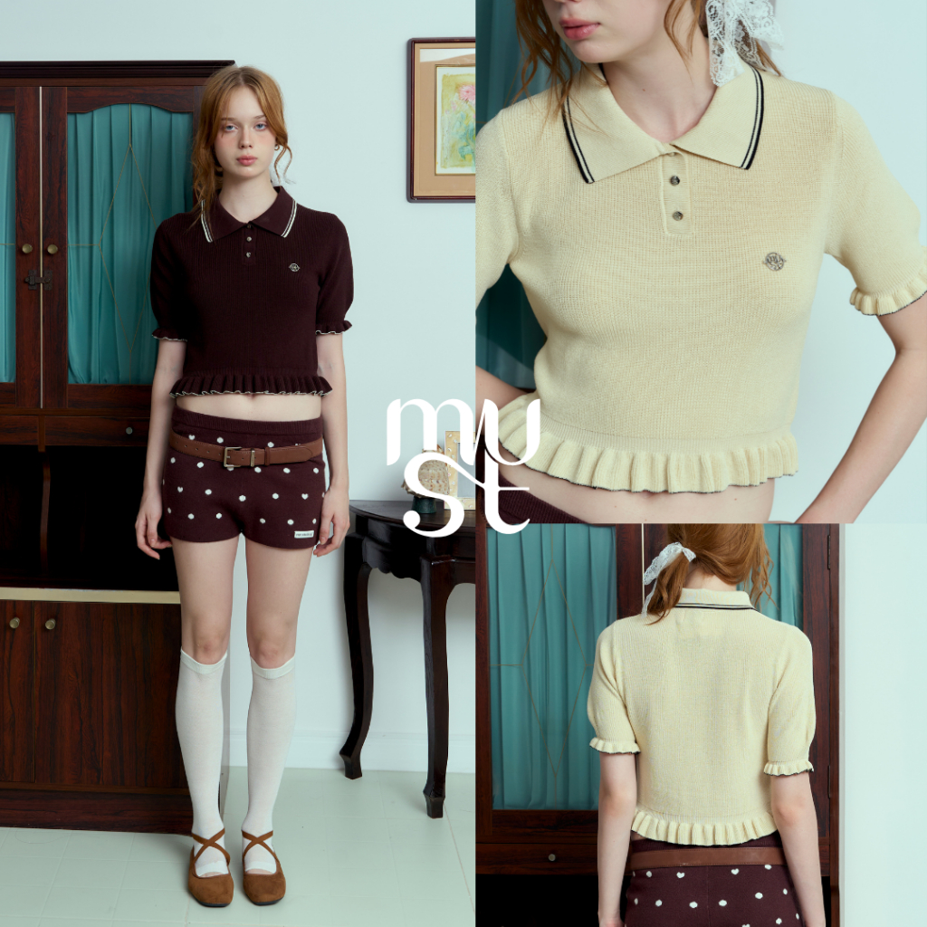 MUSTNIMAL | Cloud Ruffle Knit top เสื้อไหมพรมระบายแขนตุ๊กตา ผ้าไหมพรมเบาสบายใส่ได้ทุกโอกาส