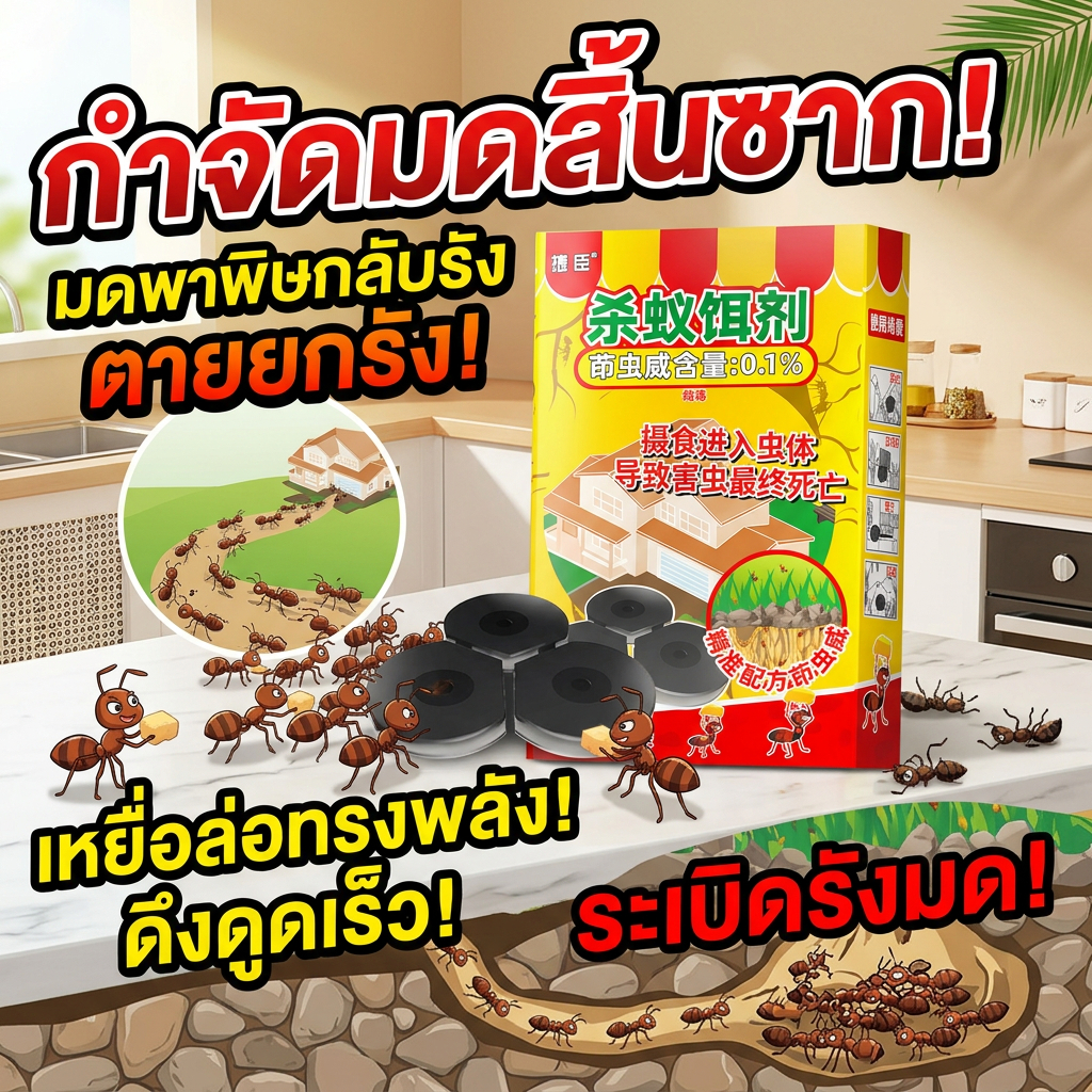 🐜 50 ปีไม่มีมดกวนใจ 🐜LY กำจัดมด ยาฆ่ามด ยากําจัดมด เหยื่อมด ฆ่ามด เจลกำจัดมด 1 กล่อง มี 6 ชิ้น