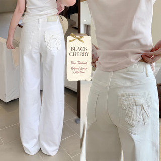 กางเกงยีนส์เอวสูง ขากระบอกใหญ่ ทรงสวย ขายาวดูดี สไตล์เกาหลี y2k | Vogue Jeans | Soft Cherry