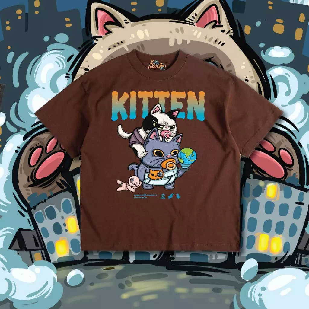 (เสื้อเฮียส่งออกภายใน1-2วัน) เสื้อ ลูกแมว ผ้า Cotton 100% ของแท้