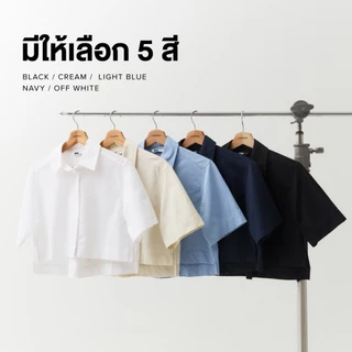 Yuedpao Ultimate Stretch - Women's Crop Short Sleeve Shirt (Relaxed Fit) เสื้อเชิ้ตครอปผู้หญิง เสื้อเชิ้ตผู้หญิงแขนสั้น