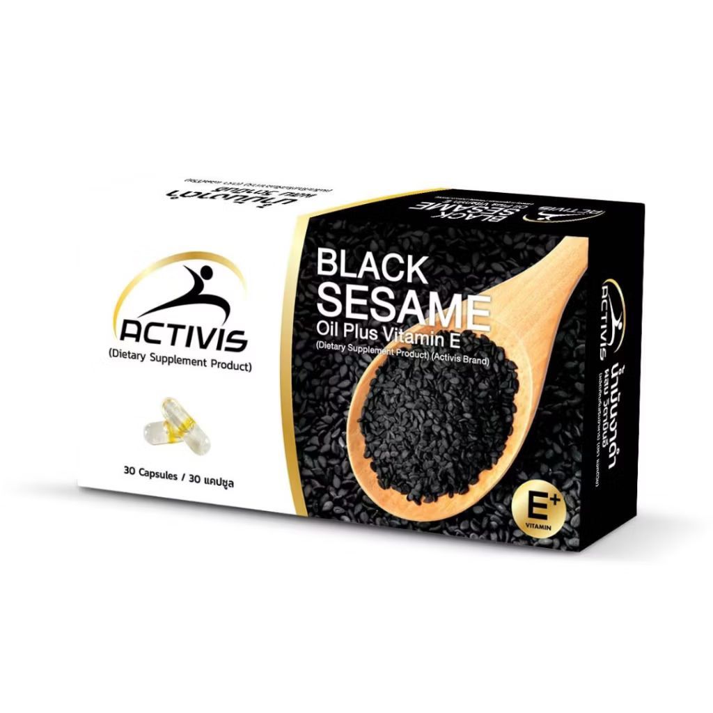 exp.09/2026   อาหารเสริมงาดำสกัด Activis Black Sesame  (30 เม็ด) แอคติวิส งาดำสกัด + วิตามินE  Activ