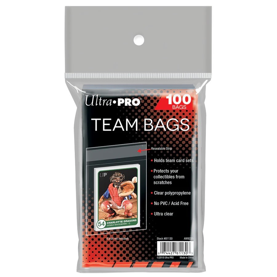 Ultra Pro Team Bags Sleeve ซองใส่การ์ดแบบใสมีแถบกาวปิดซีล ขนาด 3-3/8 นิ้ว x 3-7/8 นิ้ว