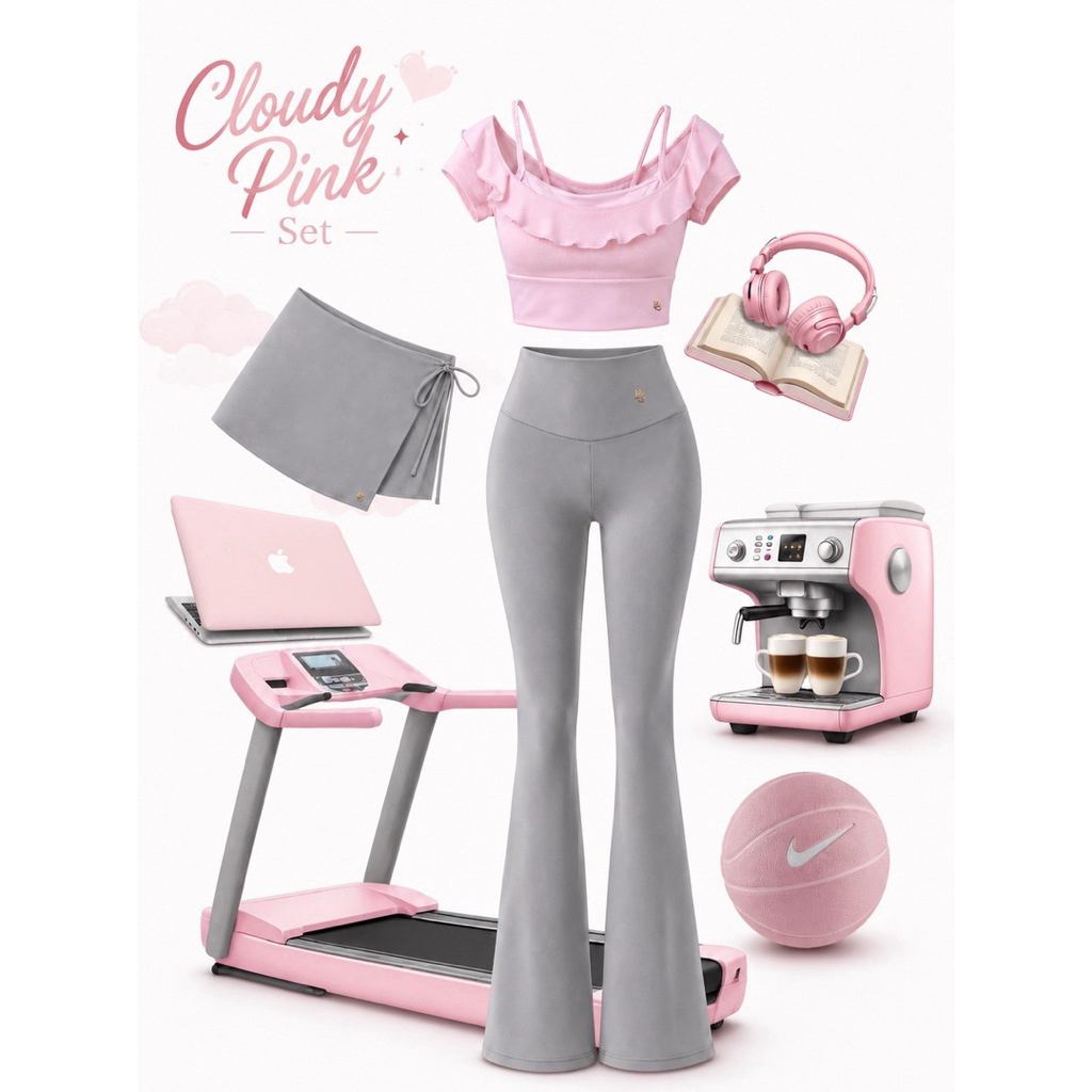 🎈พร้อมส่ง🎈Cloudy Set(เซท 3ชิ้น : เสื้อ+กางกาง+แถมฟรีผ้าคลุม)ชุดออกกำลังกาย ชุดโยคะ ชุดฟิตเนส | BEGAA.CLUB