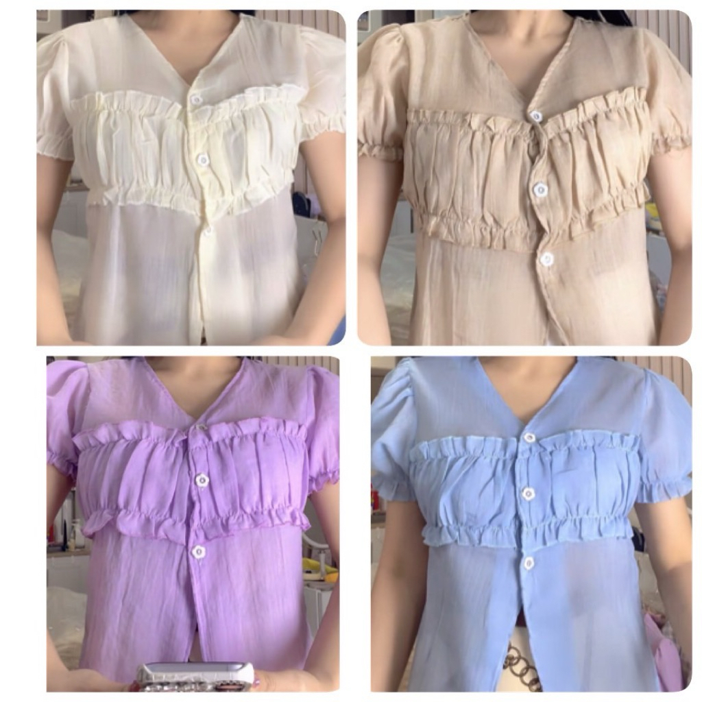 เสื้อคอวีผ้าบางเบาละมุน
