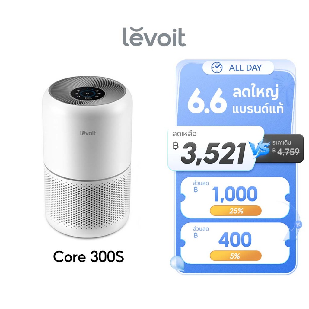 [สินค้าพร้อมส่ง] Levoit Core 300S Air Purifier PM2.5 App เครื่องฟอกอากาศ levoit 300s กรองอากาศ ประกัน 2 ปี