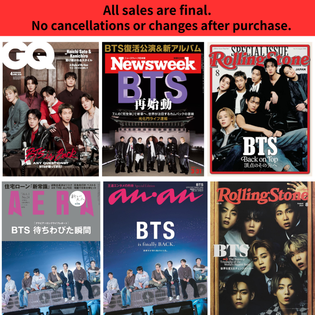 Brand-New BTS Japan Magazine Set GQ JAPAN Apr 2026 Special Cover Newsweek Mar 31 2026 Rolling Stone 