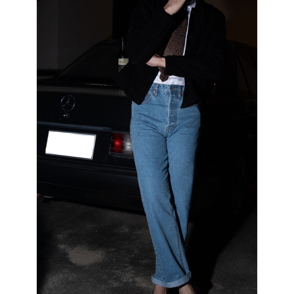 [HWDW-WASHS]กางเกงยีนส์ฟอกเอวสูงริมแดง High Waist 90s jeans "washed selvedge"