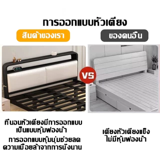 เตียงเหล็ก 3.5/5/6ฟุต เตียงโครงเหล็กหนา เตียงลอยสวย การเสริมแรง ความสามารถในการรับน้ำหนักที่ รับน้ำหนักได้มากถึง 300กก