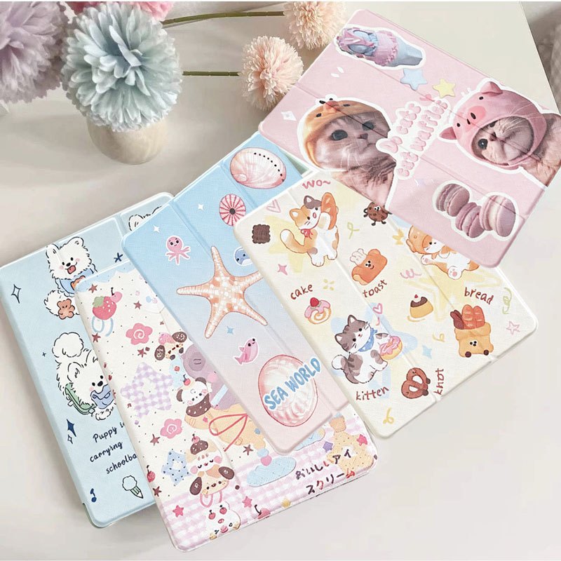 017.เคสสำหรับ Samsung Galaxy Tab S6 lite/Tab A7 lite/Tab S7 S8 S9 S10FE A11 A9 Plus มีช่องใส่ปากกา กันกระแทก Smart Case