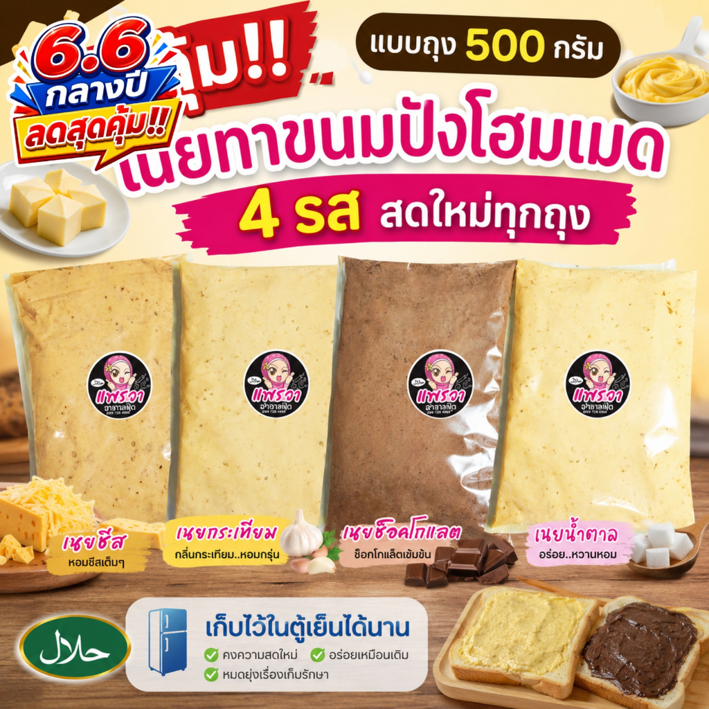 เนยทาขนมปัง 500 กรัม!! ถุงใหญ่ 500 กรัม เนยกระเทียม เนยชีส เนยช็อคโกแลต เนยโฮมเมด