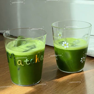 yashinoshop🚀[ส่งด่วนจาก กทม.]🍵 สั่งได้ 1 ใบ ต่อ 1 ออเดอร์เท่านั้น แก้วใสบาง 400ml Matcha แก้วมัทฉะ ทรงกระบอก แก้วบาง