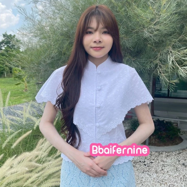 เสื้อปักฉลุลูกไม้ รุ่นค้างคาว size 34/36/38/40/42