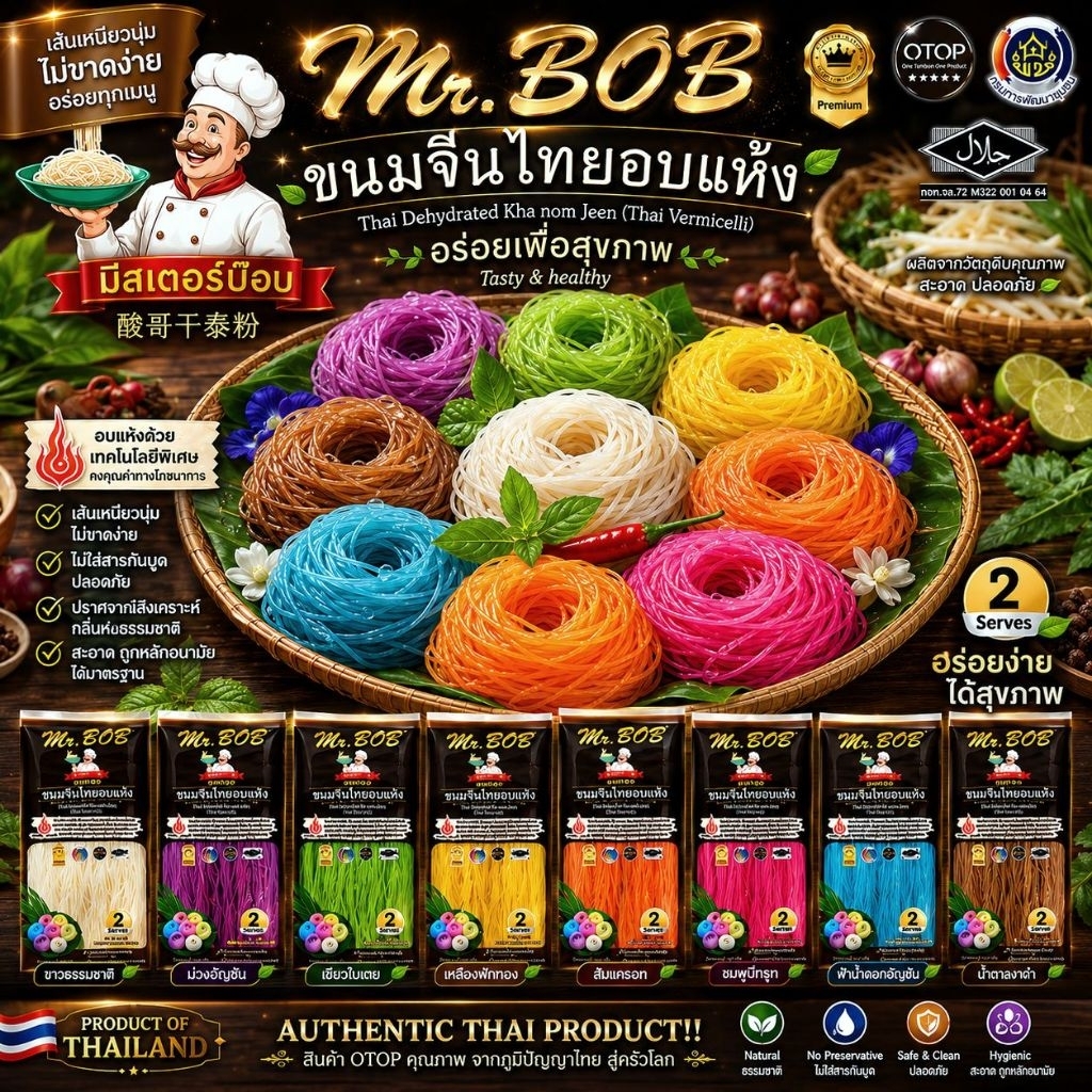 ขนมจีนอบแห้ง Mr.BOB ปริมาณ 100 กรัม