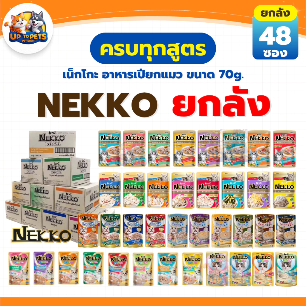 [ ยกลัง 4 โหล ] Nekko ทุกสูตร อาหารแมวเปียก เน็กโกะ มีให้เลือกหลายรสชาติ ส่งทุกวัน