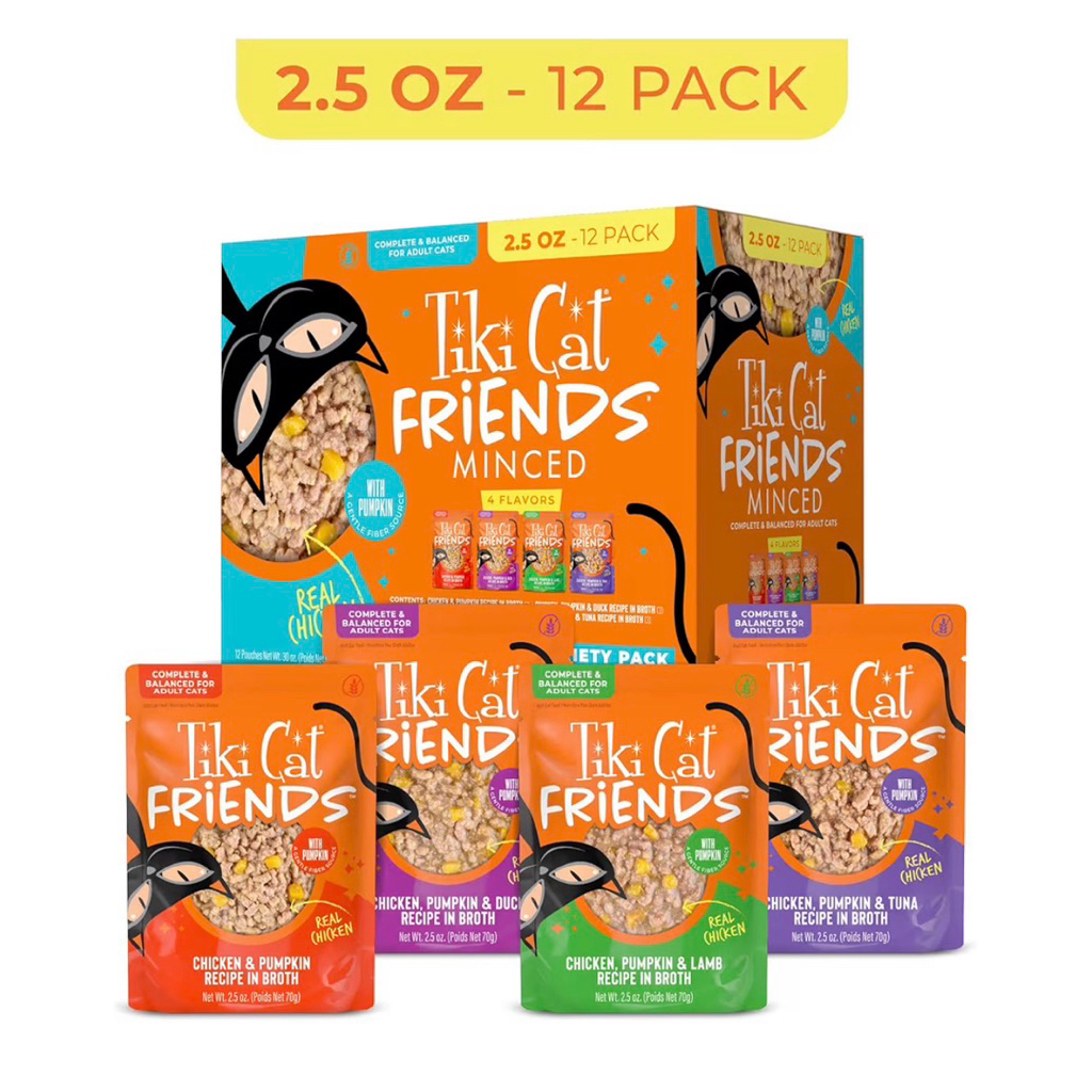 ✅1 แพ็ค 12 ซอง  Tiki Cat® Friends™ Chicken Variety Pack, High Protein & High Moisture Wet Cat Food f