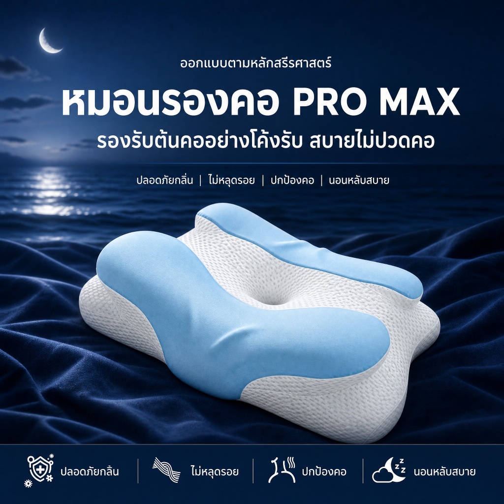 MT ProMAX หมอนหน่วยความจำ หมอนหนุนคอ หมอนสุขภาพ รองรับรูปคอพอดี ระบายอากาศดี ต้านแบคทีเรีย ลดปวดต้นคอ นอนสบาย หลับลึกสนิ