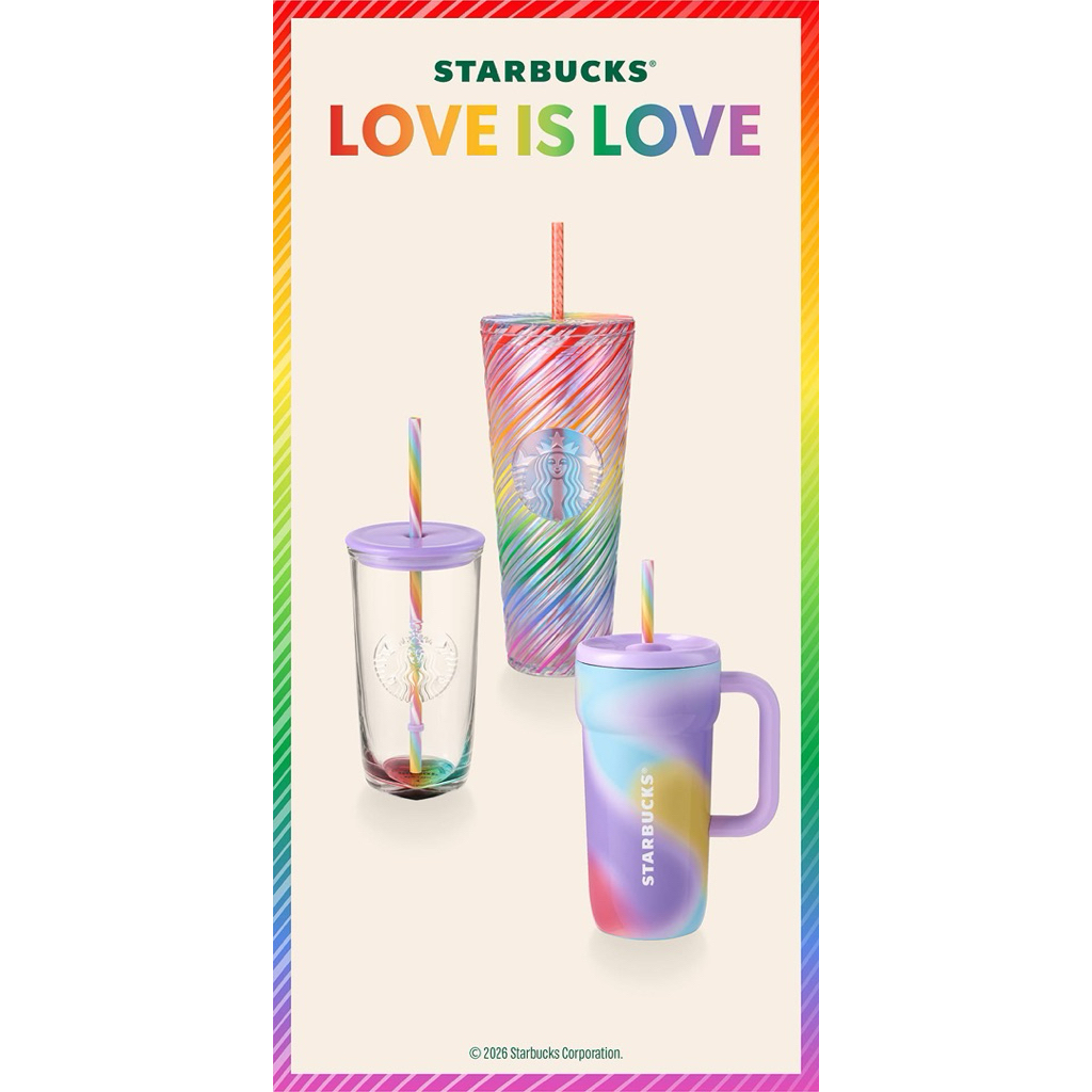 ⭐️Starbucks Love is Love Collection⭐️Pride Month 2026 Collection⭐️Rainbow Cold Cup Tumbler