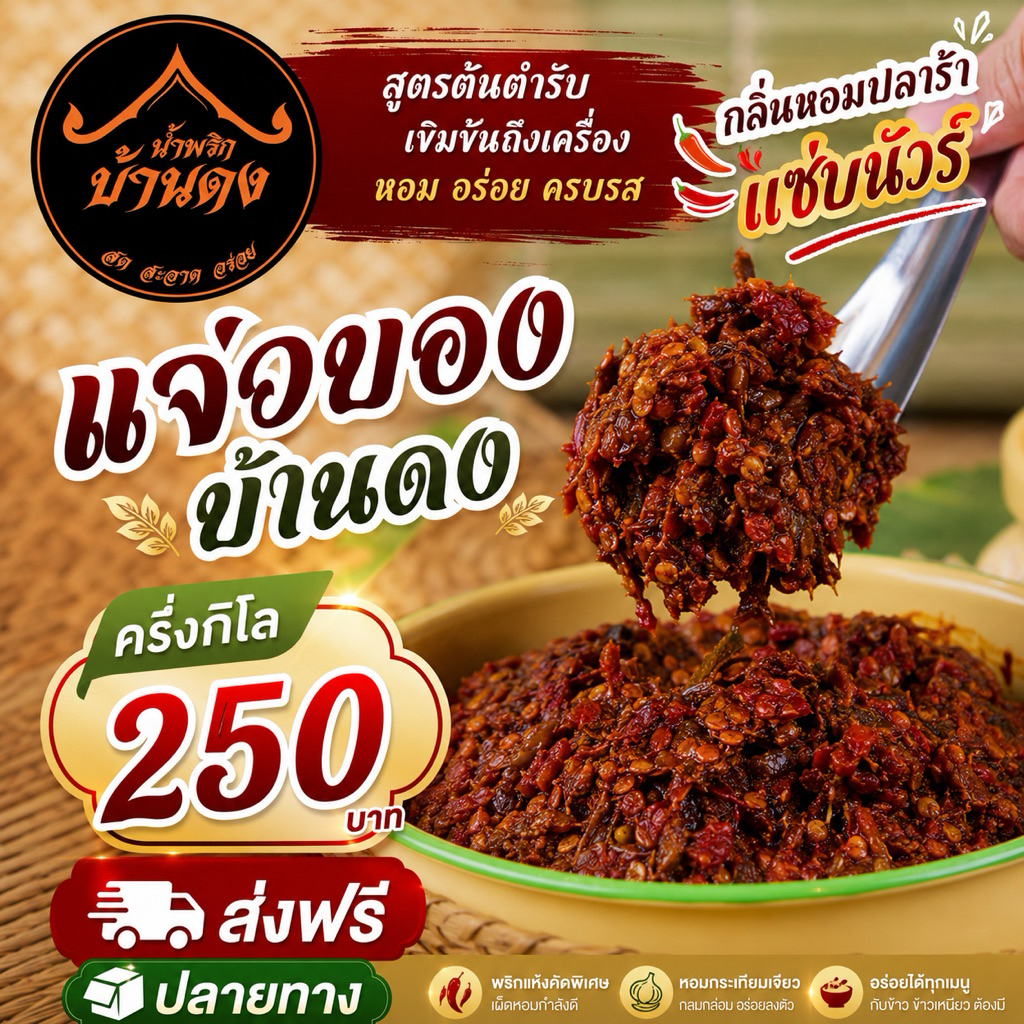 น้ำพริกแจ่ว​บอง​บ้าน​ดง​ ขนาด 0.5 กิโลกรัม