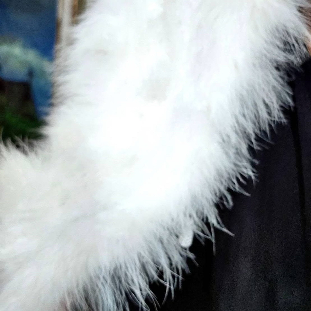 นำเข้า 🎯 เฟอร์ขนนกกระจอกเทศแท้ สีขาวพรีเมียม (Premium Authentic Ostrich Feather Fur) 🎯  100% Genuine