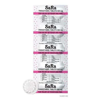 ส่งไว✨✅ ซาร่า พาราเซตามอล ยาเม็ดบรรเทาปวด ลดไข้ SARA Paracetamol 500MG เม็ดรี เม็ดกลม10 เม็ด/แผง 500 มก.