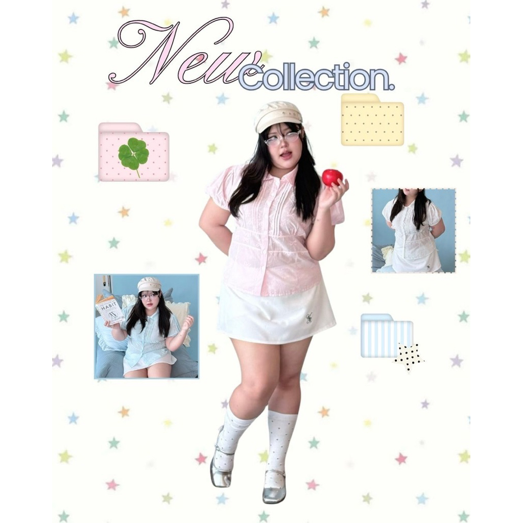 WP0227 พร้อมส่ง เสื้อคอปกผ้าปักลายโบว์