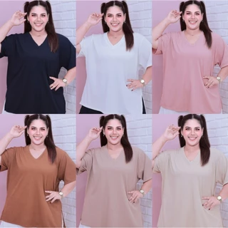 [ ผ้านุ่มพิเศษ X3 🔥 ] A317 /A325 /A318 เสื้อคอวีผ้าร่อง เสื้อยืดไซส์ใหญ่ เสื้อยืดคนอ้วน Super soft นุ่มนิ่ม ใส่สบาย