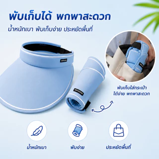 หมวกกันแดด UPF50+ พับเก็บได้ ปรับสายได้ กัน UV ปีกกว้าง น้ำหนักเบา ระบายอากาศ หมวกไวเซอร์ ผู้หญิง