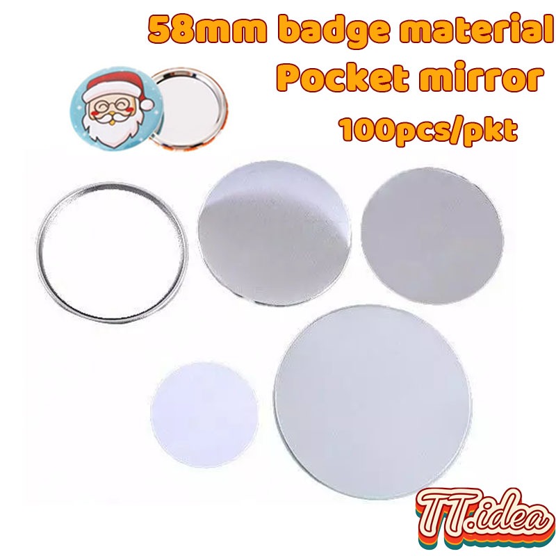100ชิ้น 58 มม DIY ปุ่ม badge วัสดุเปล่าปุ่ม badge กระจกเปล่า สำหรับเครื่องทำเหรียญตรา สําหรับทํากระดุม DIY ผลิตจ