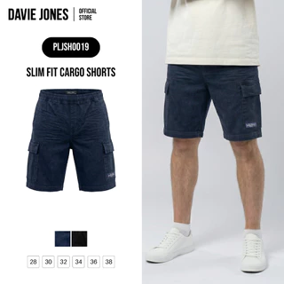 DAVIE JONES [BE FEARLESS] กางเกงคาร์โก้ขาสั้นผู้ชาย Slim Fit Cargo Shorts สีกรม ดำ SH0019